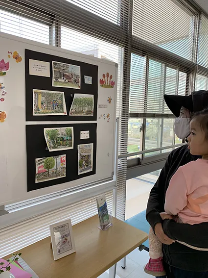 町内会と連携してスケッチ画展示